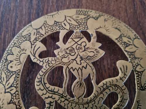 Solid Brass Chinese Footed Trivet  (Dragon Design, china)