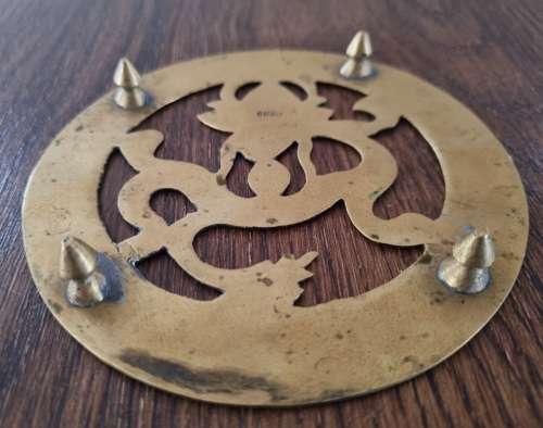 Solid Brass Chinese Footed Trivet  (Dragon Design, china)