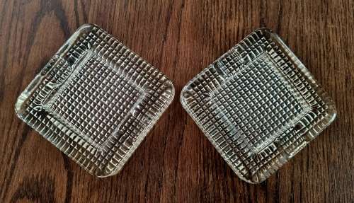 Pair of Solid Glass hand-blown Cigar Ashtrays