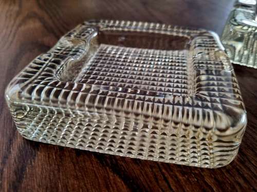 Pair of Solid Glass hand-blown Cigar Ashtrays