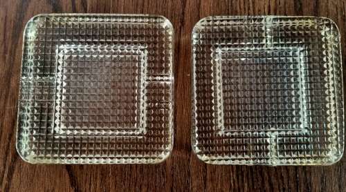 Pair of Solid Glass hand-blown Cigar Ashtrays