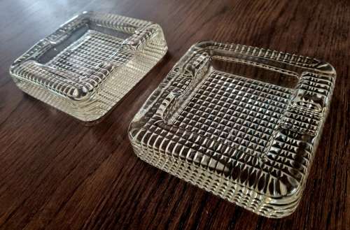 Pair of Solid Glass hand-blown Cigar Ashtrays