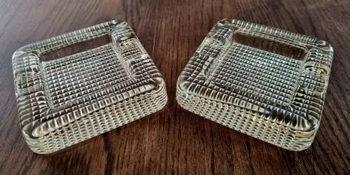 Pair of Solid Glass hand-blown Cigar Ashtrays