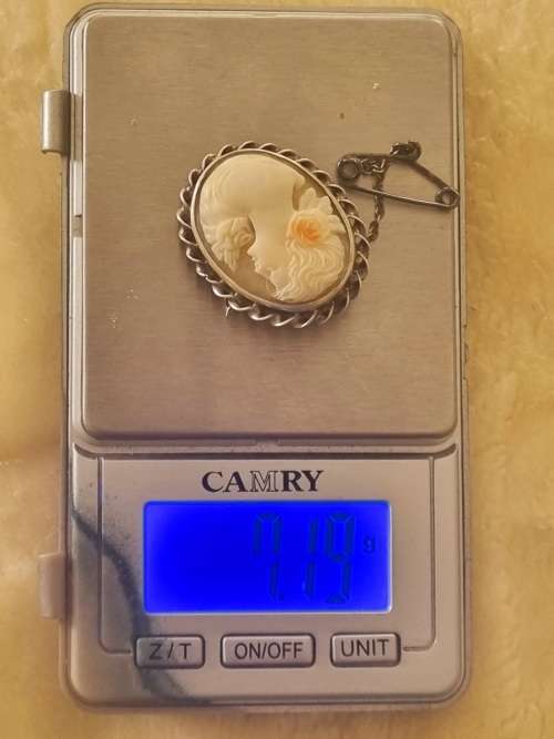 Vintage Silver Shell Cameo Pendant Brooch