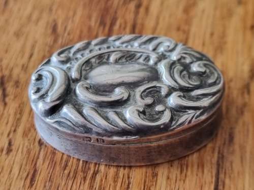 Antique M Bros Sterling Silver Pill Case, Made in Birmingham, 7.88g