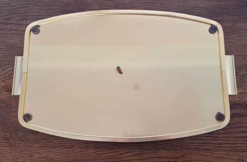 Large gold aluminium tray made by Woodmet England 1950`s-60`s