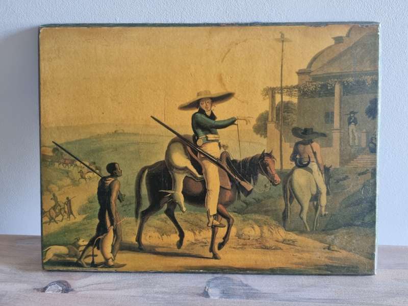 Voortrekker Boers Returning from Hunting, art by Daniell Samuel 1804 Print on Board