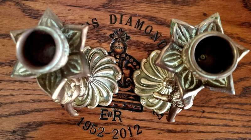 Pair of Brass Cherub Candlestick Holders