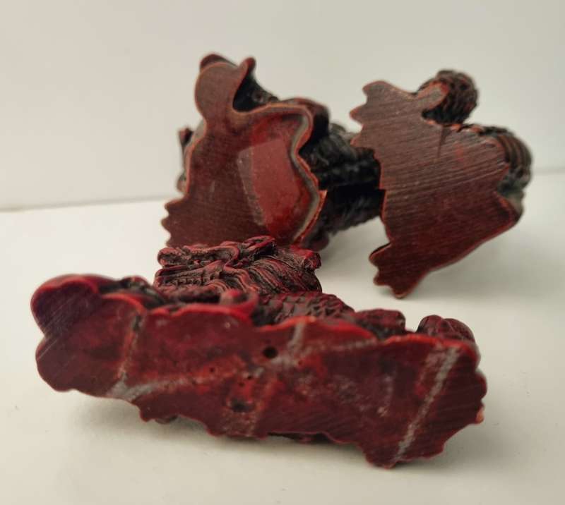 Paur of Cinnabar Red Chinese Dragon Resin Figurine Statue