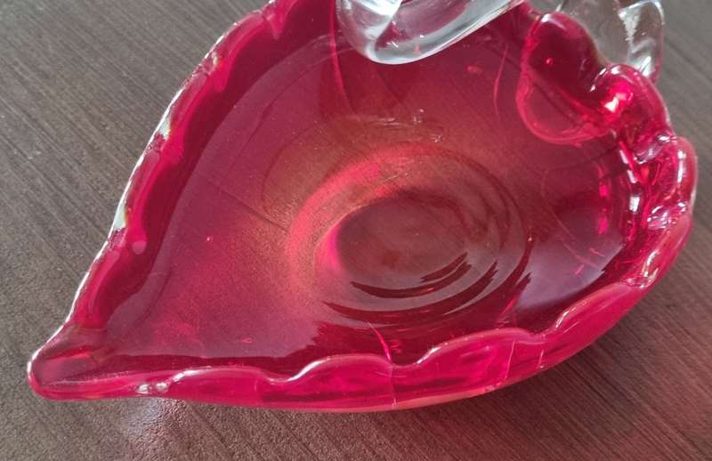 Vintage Ruby Red & Clear Handblown Art Glass Swan Figurine