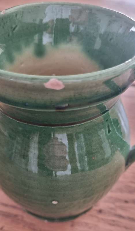 Goedewaagen Gouda Holland Green Pottery Jug