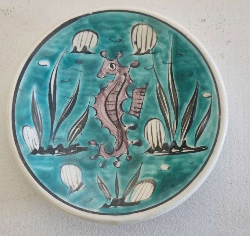 Vintage Ikaros Pottery Pin trinket Plate Handmade Rhodes Greece