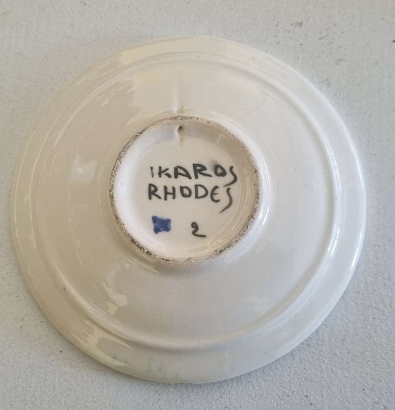 Vintage Ikaros Pottery Pin trinket Plate Handmade Rhodes Greece