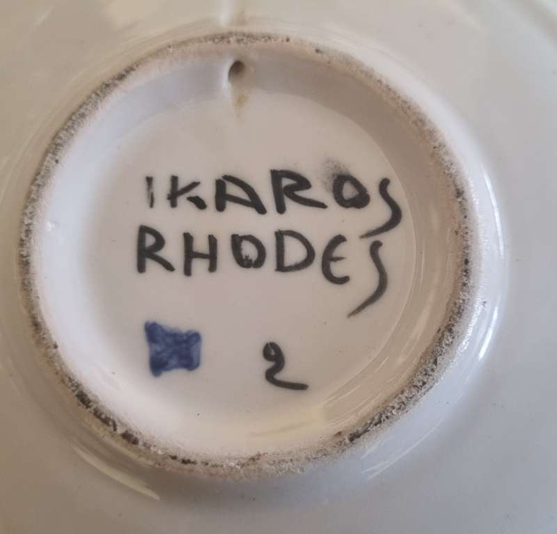 Vintage Ikaros Pottery Pin trinket Plate Handmade Rhodes Greece