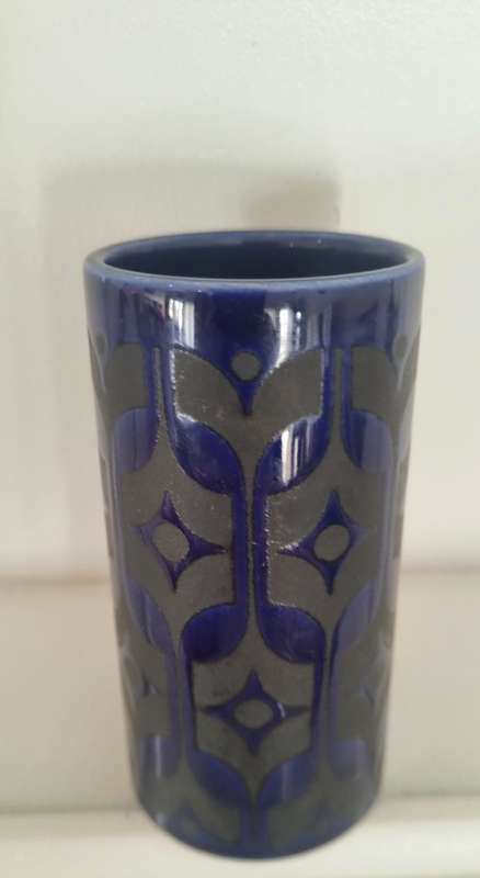 Vintage 1970s Hornsea Colbot Blue Pottery Container/Vase