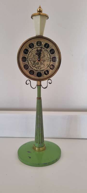 Vintage RHYTHM Alarm Clock Enamel street Lamp Post