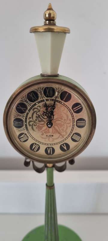 Vintage RHYTHM Alarm Clock Enamel street Lamp Post
