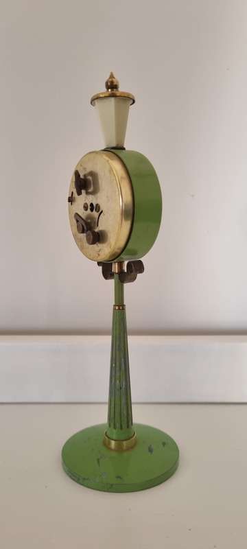 Vintage RHYTHM Alarm Clock Enamel street Lamp Post