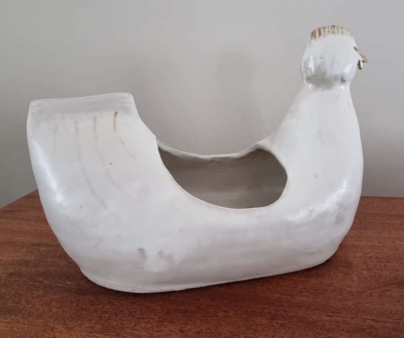 Large Pottery Chicken Egg Holder/Basket
