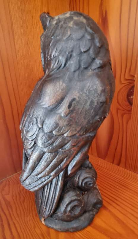 Old craved Wax Owl Candle with Glass Eyes