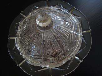 GLASS BOWL WITH LID - VINTAGE