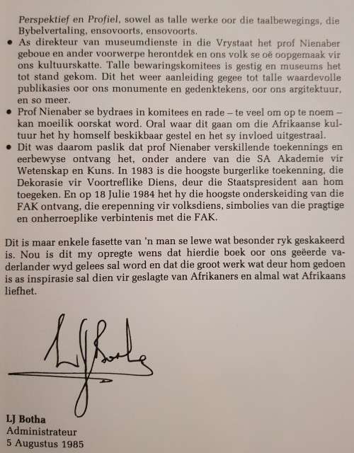 KURATOR VAN ONS ERFENIS  /  P.J. NIENABER