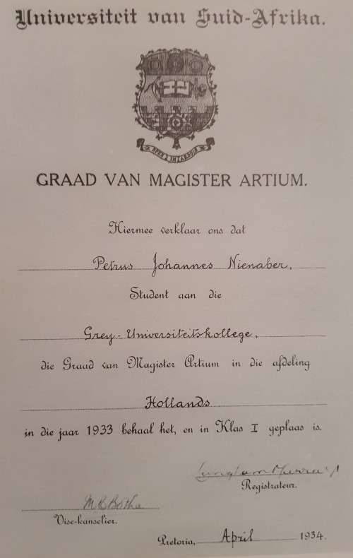 KURATOR VAN ONS ERFENIS  /  P.J. NIENABER