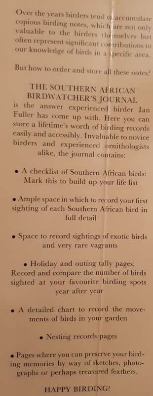 THE SOUTHERN AFRICAN BIRDWATCHER'S JOURNAL