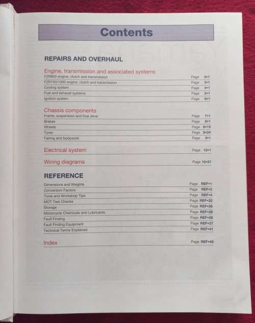 HAYNES SERVICE & REPAIR MANUAL YAMAHA FRZ600,750 & 1000 FOURS '87 TO '96