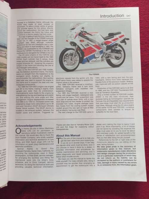 HAYNES SERVICE & REPAIR MANUAL YAMAHA FRZ600,750 & 1000 FOURS '87 TO '96