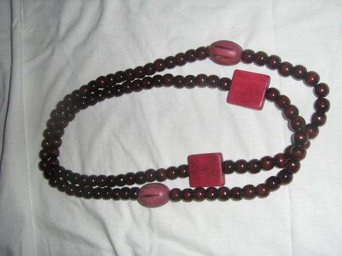 Pink and Brown wooden bead necklace