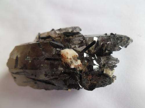 UNIQUE ELESTIAL SMOKY QUARTZ CRYSTAL....WITH LOTS OF SMALL AEGIRINE AND SOME FELDSPAR!!