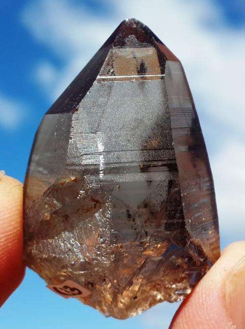 Tabby shaped, etched Smoky Quartz Crystal....