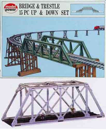 HO Bridge & Trestle 15 Pieces Up & Down Set - Scale 1/87 By Model Power.