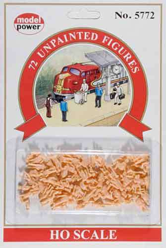 HO - Unpainted Figures, 72 Pieces - Scale 1/87 By Model Power.