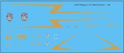 SAAF Mirage III CZ "Black Widow" Decals.