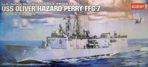 U.S. Navy Guided Missle Frigate USS Oliver Hazard Perry FFG-7 - Scale 1/350 By Academy.