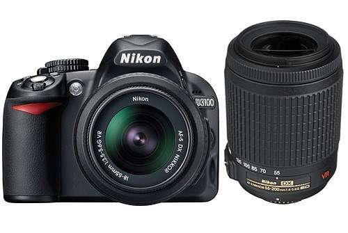NIKON D3100 DSLR CAMERA BODY | 14.2 megapixels | 18-55mm | 55-200mm lens | TWIN VR LENS DSLR KIT