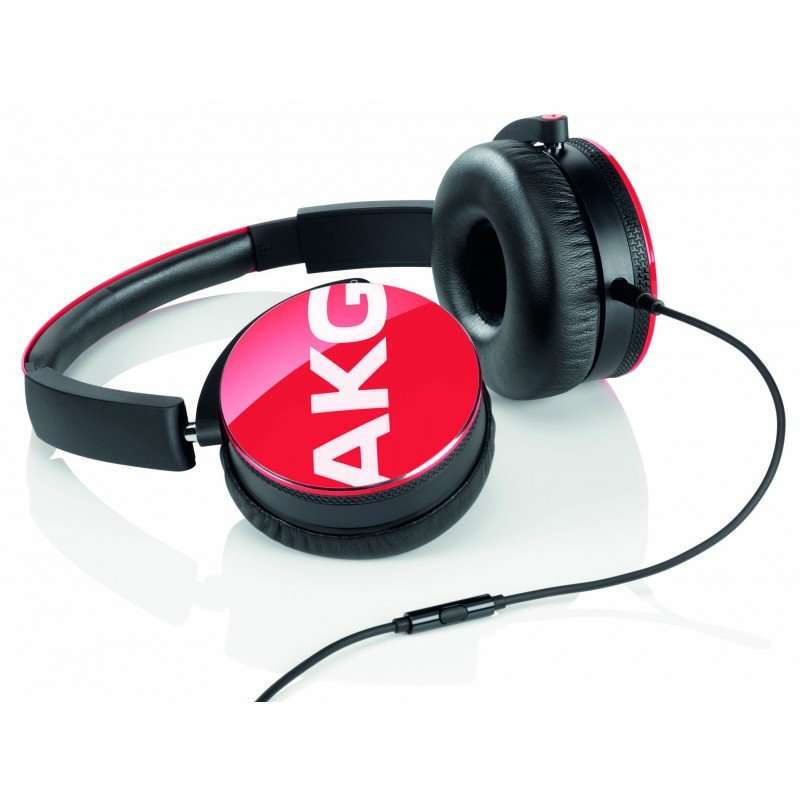 AKG Y50 Headphones by HARMAN RED On-Ear with In-Line One-Button Universal Remote/Microphone