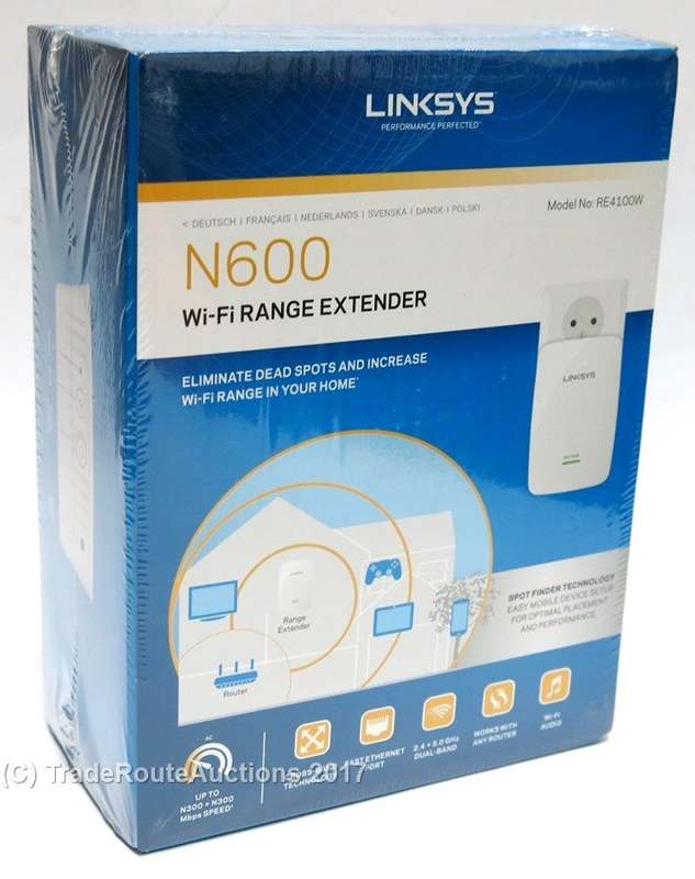 Linksys RE4100W Universal Dual Band N600 Pro Wi-Fi Range Extender (Audio Streaming, Easy Set Up, WPS