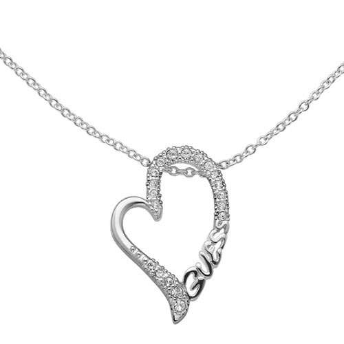 GUESS Necklace UBN71261 Silver Tone SS Necklace w Heart Charm - Brand new in Box
