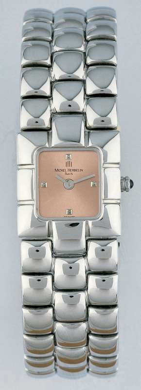MICHEL HERBELIN LADIES SS BRACELET PINK DIAL WATCH - 17080/B18