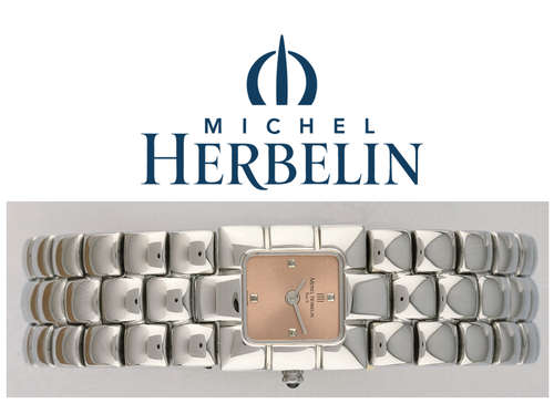 MICHEL HERBELIN LADIES SS BRACELET PINK DIAL WATCH - 17080/B18