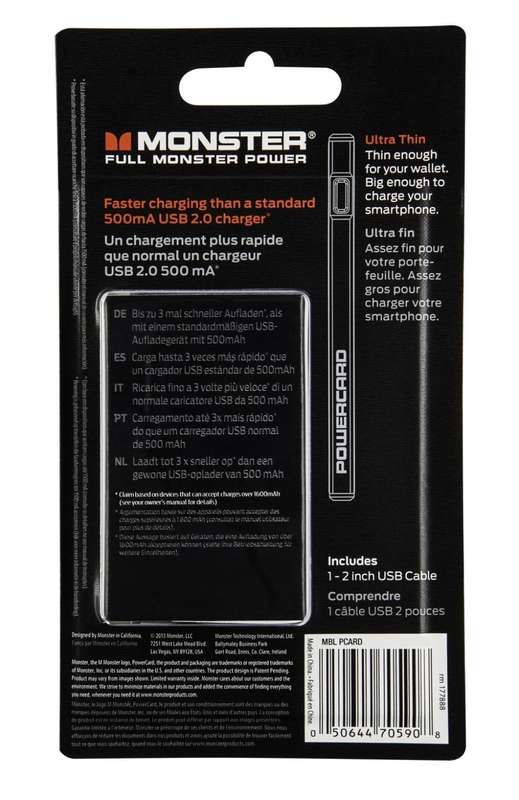 Monster Powercard - Powerbank - Credit card sized [RED]