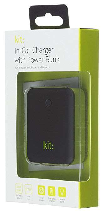Kit: 2-in-1 Micro USB In-Car Charger with 3000 mAh Power Bank for Smartphone, Tablet and MP3 Device