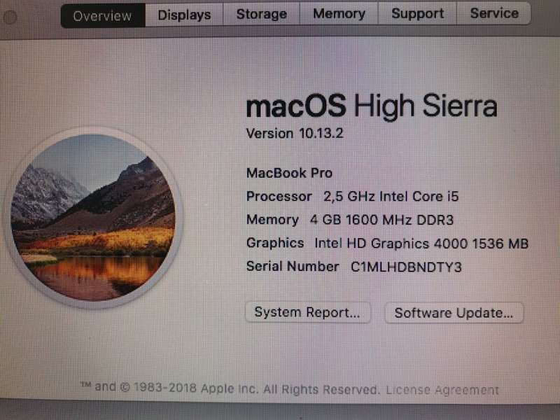 MacBook Pro 13.3-inch | Core i5 2.5GHz | 4GB DDR3 RAM | 500GB HDD | MD101 | INTEL HD GRAPHICS