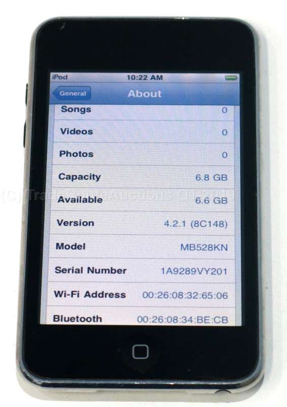 Apple iPod Touch Black | 8GB  | MB528BT | A1288