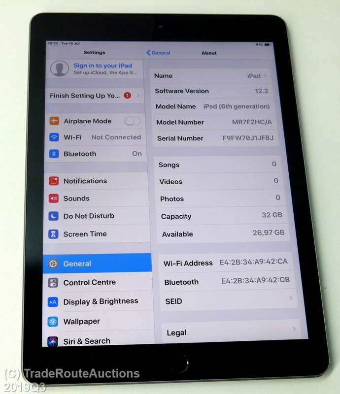 Apple iPad 6th Gen 2018 | MR7F2HC/A | WiFi  only | 32GB | Space Grey | A1893 | RETINA IPad6