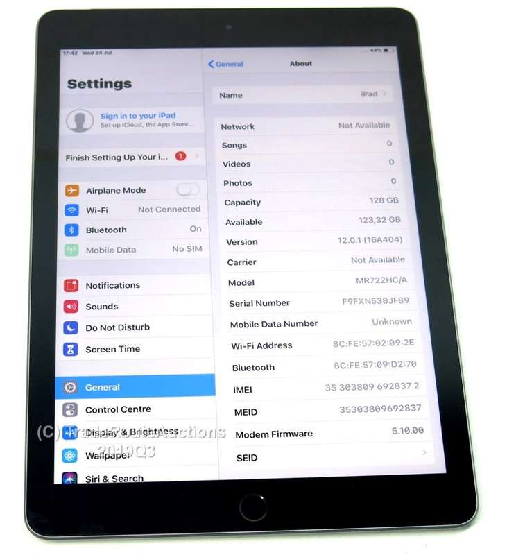 Apple iPad 6th Gen 2018 | MR722HC/A | CELLULAR + WiFi | 128GB | Space Grey | A1954 | RETINA