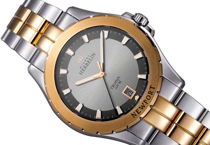 MICHEL HERBELIN NEWPORT TROPHY 12270/BT22 GENTS DATE TWO-TONE WATCH